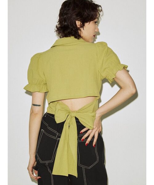 jouetie（ジュエティ）の「バックオープンブラウス（シャツ/ブラウス・レディース・オフホワイト/ブラック/グリーン・MEDIUM）」の18枚目の写真