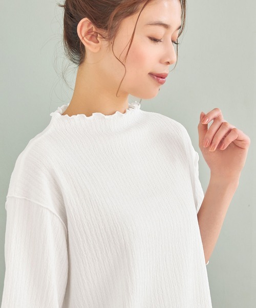Viola e Viola(ヴィオラエヴィオラ)の「ふくれジャカードシアープルオーバー(Tシャツ/カットソー・レディース・ホワイト/ブラック/ブラウン・L/M/LL/3L)」の10枚目の写真