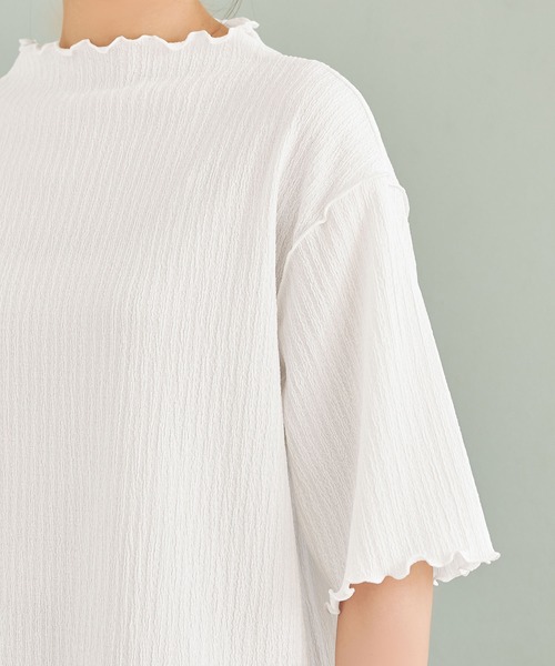Viola e Viola(ヴィオラエヴィオラ)の「ふくれジャカードシアープルオーバー(Tシャツ/カットソー・レディース・ホワイト/ブラック/ブラウン・L/M/LL/3L)」の11枚目の写真