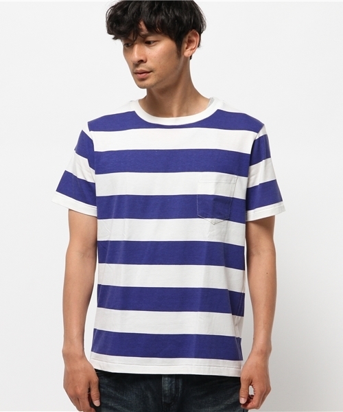 OUTLET（アウトレット）の「【Ciaopanic】プリントボーダー加工ポケTee（Tシャツ/カットソー・メンズ・ブルー/イエロー・LARGE）」の3枚目の写真