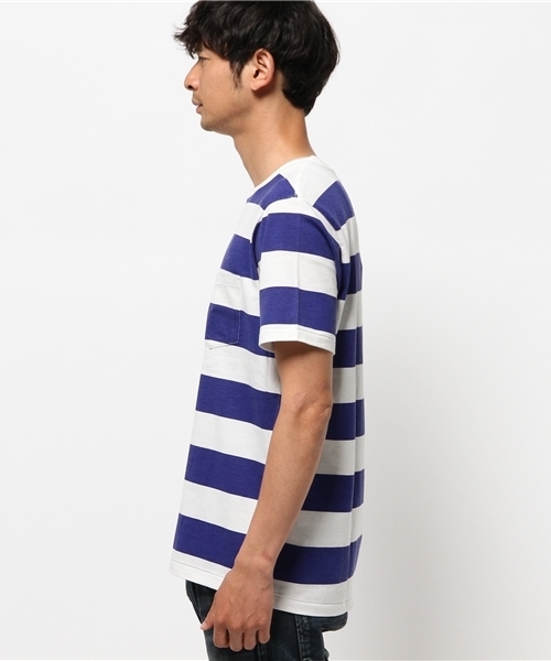 OUTLET（アウトレット）の「【Ciaopanic】プリントボーダー加工ポケTee（Tシャツ/カットソー・メンズ・ブルー/イエロー・LARGE）」の4枚目の写真