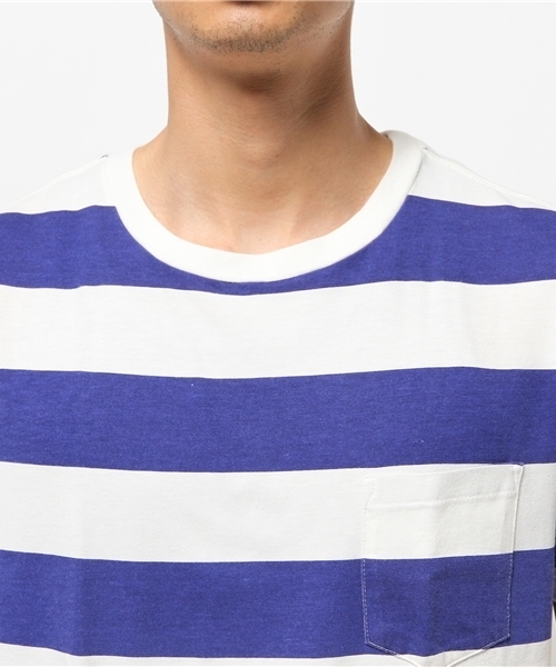 OUTLET（アウトレット）の「【Ciaopanic】プリントボーダー加工ポケTee（Tシャツ/カットソー・メンズ・ブルー/イエロー・LARGE）」の6枚目の写真