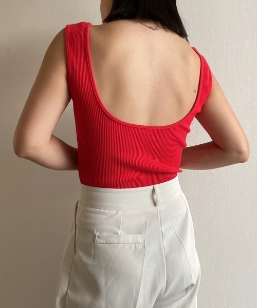 AMAIL(アマイル)の「Square pat cloth(タンクトップ・レディース・ホワイト/ブラック/ブルー/レッド・FREE)」の4枚目の写真