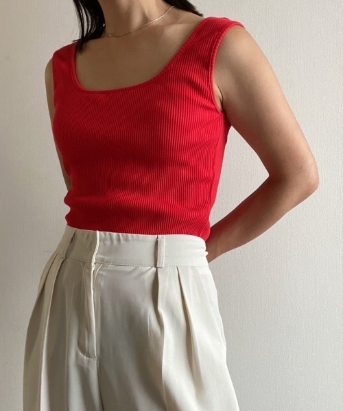 AMAIL(アマイル)の「Square pat cloth(タンクトップ・レディース・ホワイト/ブラック/ブルー/レッド・FREE)」の22枚目の写真