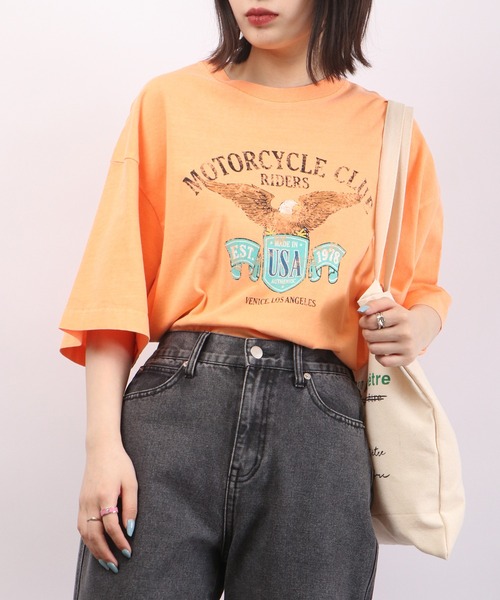 spiritoso（スピリトーゾ）の「spiritoso ピグメントアメリカンイーグルロゴTシャツ（Tシャツ/カットソー・レディース・ブラウン/ホワイト系/カーキ/オレンジ・F）」の15枚目の写真