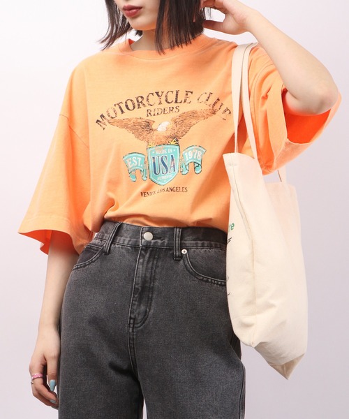 spiritoso（スピリトーゾ）の「spiritoso ピグメントアメリカンイーグルロゴTシャツ（Tシャツ/カットソー・レディース・ブラウン/ホワイト系/カーキ/オレンジ・F）」の16枚目の写真