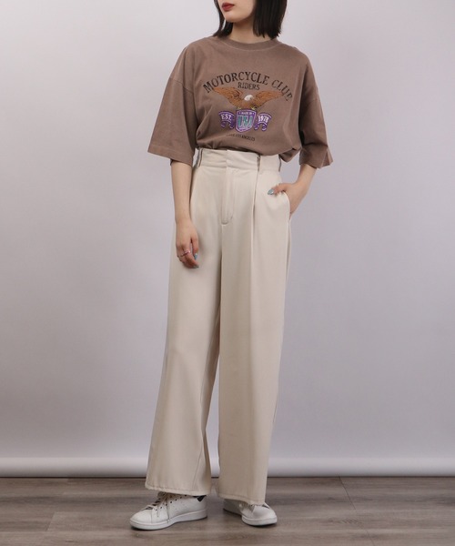 spiritoso（スピリトーゾ）の「spiritoso ピグメントアメリカンイーグルロゴTシャツ（Tシャツ/カットソー・レディース・ブラウン/ホワイト系/カーキ/オレンジ・F）」の5枚目の写真
