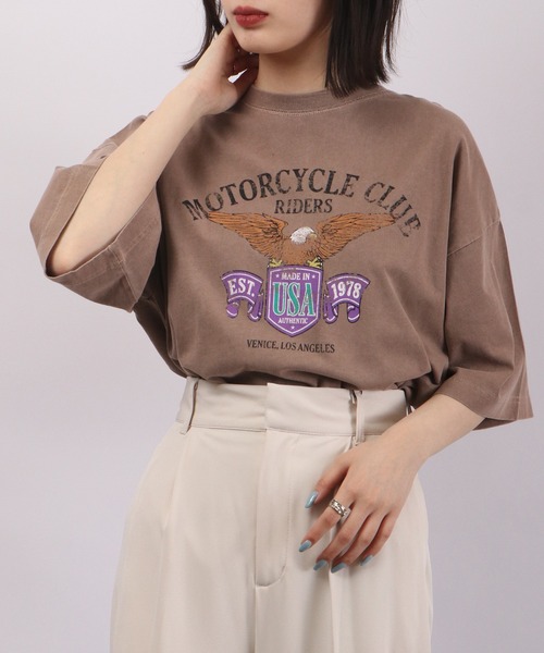 spiritoso（スピリトーゾ）の「spiritoso ピグメントアメリカンイーグルロゴTシャツ（Tシャツ/カットソー・レディース・ブラウン/ホワイト系/カーキ/オレンジ・F）」の22枚目の写真