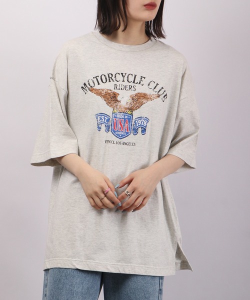 spiritoso（スピリトーゾ）の「spiritoso ピグメントアメリカンイーグルロゴTシャツ（Tシャツ/カットソー・レディース・ブラウン/ホワイト系/カーキ/オレンジ・F）」の20枚目の写真