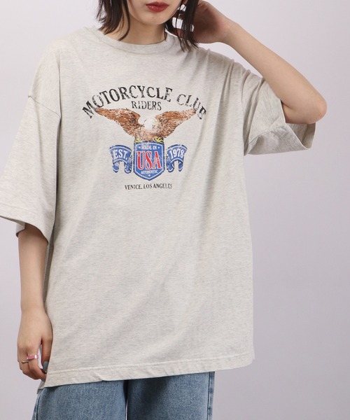 spiritoso（スピリトーゾ）の「spiritoso ピグメントアメリカンイーグルロゴTシャツ（Tシャツ/カットソー・レディース・ブラウン/ホワイト系/カーキ/オレンジ・F）」の19枚目の写真