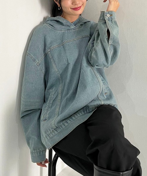 セール】ビッグシルエットデニムフーディー（デニムジャケット