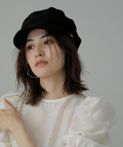 FREE'S MART（フリーズマート）の「◆ツイードマリンキャスケット（キャスケット・レディース・ブラック/ベージュ・ﾌﾘ-）」の12枚目の写真