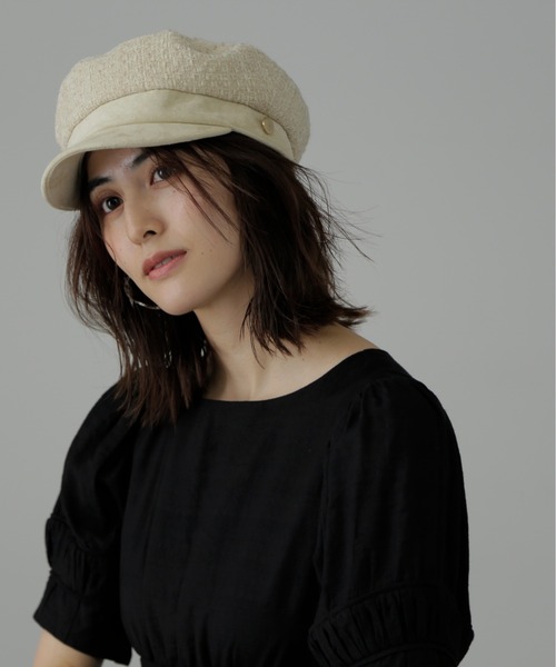 FREE'S MART（フリーズマート）の「◆ツイードマリンキャスケット（キャスケット・レディース・ブラック/ベージュ・ﾌﾘ-）」の4枚目の写真