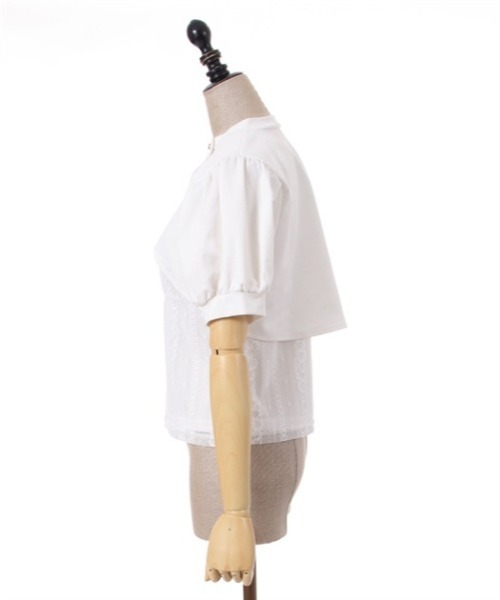 axes femme POETIQUE(アクシーズファムポエティック)の「カットボレロ付ノースリプルオーバー(Tシャツ/カットソー・レディース・グリーン/ブラック/キナリ・MEDIUM)」の7枚目の写真