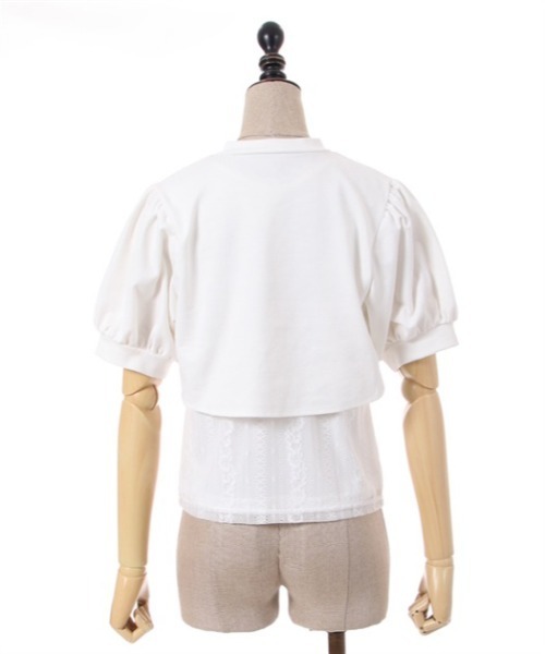 axes femme POETIQUE(アクシーズファムポエティック)の「カットボレロ付ノースリプルオーバー(Tシャツ/カットソー・レディース・グリーン/ブラック/キナリ・MEDIUM)」の8枚目の写真