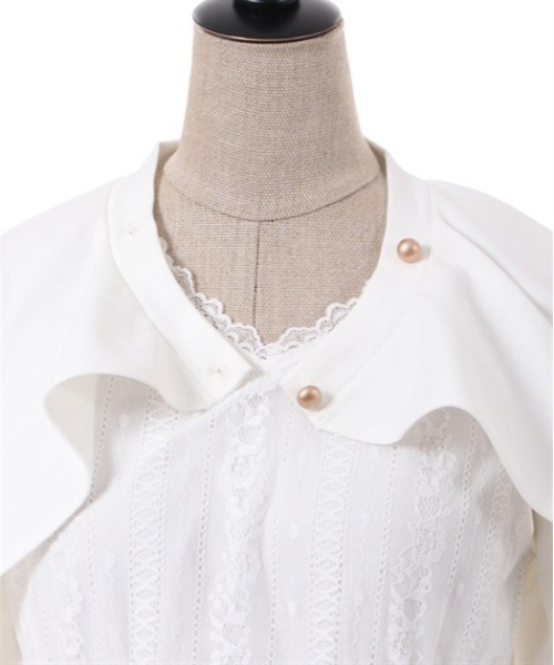 axes femme POETIQUE(アクシーズファムポエティック)の「カットボレロ付ノースリプルオーバー(Tシャツ/カットソー・レディース・グリーン/ブラック/キナリ・MEDIUM)」の12枚目の写真