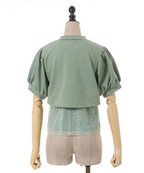 axes femme POETIQUE(アクシーズファムポエティック)の「カットボレロ付ノースリプルオーバー(Tシャツ/カットソー・レディース・グリーン/ブラック/キナリ・MEDIUM)」の17枚目の写真