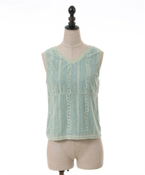 axes femme POETIQUE(アクシーズファムポエティック)の「カットボレロ付ノースリプルオーバー(Tシャツ/カットソー・レディース・グリーン/ブラック/キナリ・MEDIUM)」の20枚目の写真