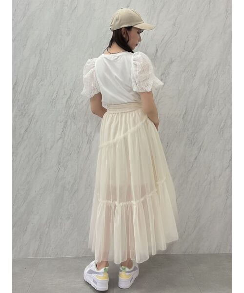 dazzlin（ダズリン）の「チビフリチュールボリュームスカート（スカート・レディース・ブラウン/アイボリー/チャコールグレー・FREE）」の7枚目の写真