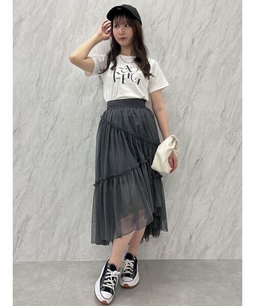 dazzlin（ダズリン）の「チビフリチュールボリュームスカート（スカート・レディース・ブラウン/アイボリー/チャコールグレー・FREE）」の14枚目の写真