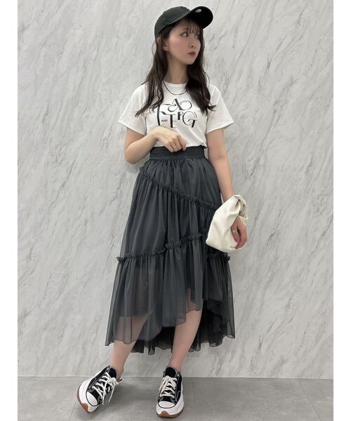 dazzlin（ダズリン）の「チビフリチュールボリュームスカート（スカート・レディース・ブラウン/アイボリー/チャコールグレー・FREE）」の15枚目の写真