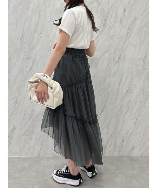 dazzlin（ダズリン）の「チビフリチュールボリュームスカート（スカート・レディース・ブラウン/アイボリー/チャコールグレー・FREE）」の16枚目の写真