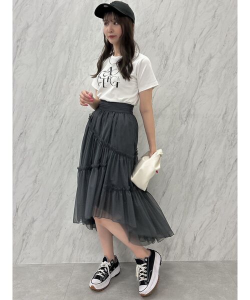 dazzlin（ダズリン）の「チビフリチュールボリュームスカート（スカート・レディース・ブラウン/アイボリー/チャコールグレー・FREE）」の17枚目の写真