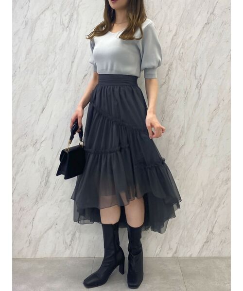 dazzlin（ダズリン）の「チビフリチュールボリュームスカート（スカート・レディース・ブラウン/アイボリー/チャコールグレー・FREE）」の20枚目の写真