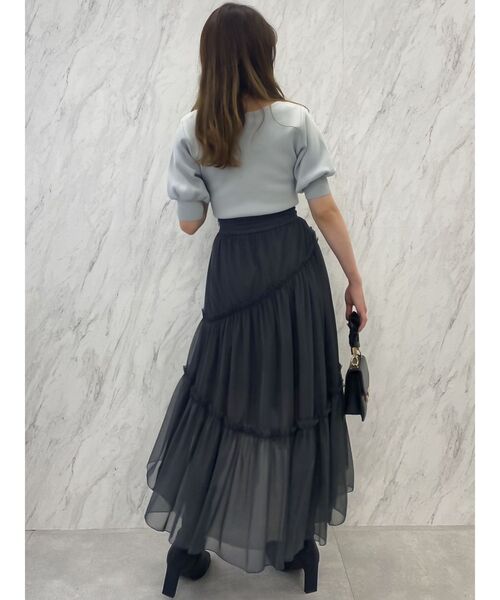 dazzlin（ダズリン）の「チビフリチュールボリュームスカート（スカート・レディース・ブラウン/アイボリー/チャコールグレー・FREE）」の21枚目の写真