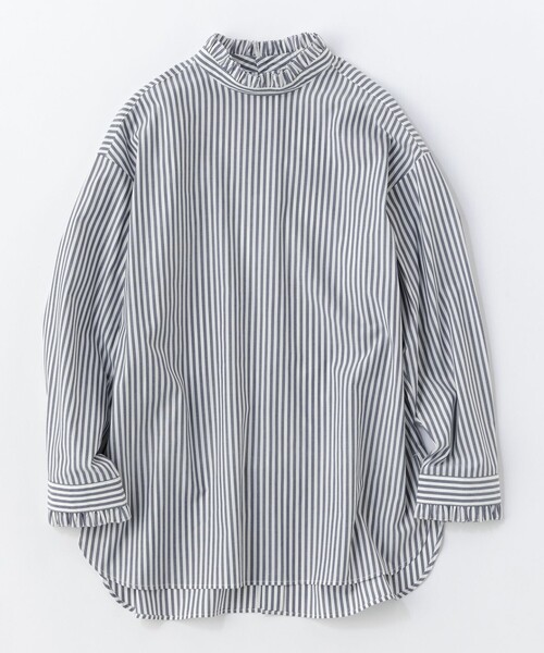 美品⚑ アンフィーロ　【抗菌防臭】イージーケア フリルネック シャツ UNFILO（アンフィーロ）の「【抗菌防臭】イージーケア フリルネック
