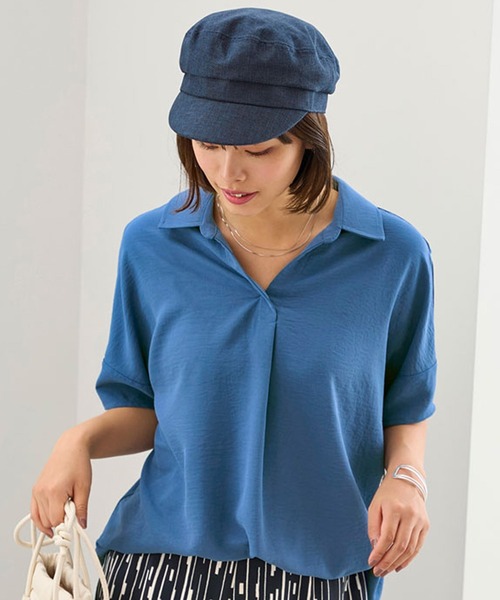 BELLUNA(ベルーナ)の「イージーケア!スキッパーデザインシャツ(チュニック・レディース・ベージュ/カーキ/ブルー/ローズ・LARGE/MEDIUM/X-LARGE)」の8枚目の写真