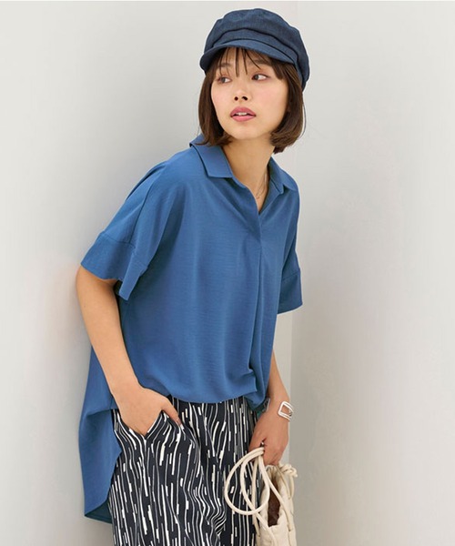 BELLUNA(ベルーナ)の「イージーケア!スキッパーデザインシャツ(チュニック・レディース・ベージュ/カーキ/ブルー/ローズ・LARGE/MEDIUM/X-LARGE)」の10枚目の写真