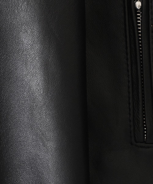 JAMES GROSE（ジェームスグロース）の「JAMES GROSE / ジェームスグロース：NEW MANILA JACKET（NEW SHEEP）：SS23JAM-01[MUS]（ライダースジャケット・メンズ・ブラック・40）」の6枚目の写真