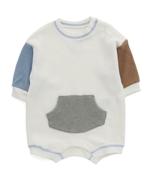 BREEZE（ブリーズ）の「ワッフルボディーオール（ロンパース・キッズ・ライム/ブラック/アイボリー/ブルー・70/80/60）」の2枚目の写真