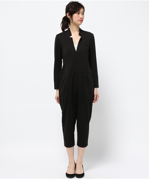 OUTLET（アウトレット）の「【CAPRICIEUX LE'MAGE】テーラー風ロンパース（サロペット/オーバーオール・レディース・ブラック/ライトグレー・FREE）」の3枚目の写真