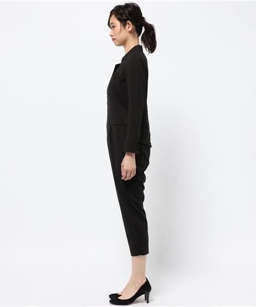 OUTLET（アウトレット）の「【CAPRICIEUX LE'MAGE】テーラー風ロンパース（サロペット/オーバーオール・レディース・ブラック/ライトグレー・FREE）」の4枚目の写真