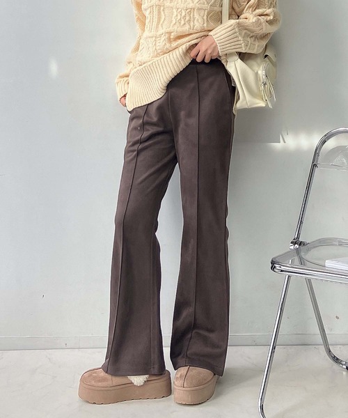 AS KNOW AS plus（アズノゥアズプラス）の「☆センターライン シームストレッチフレアパンツ（スラックス・レディース・ブラック/カーキ/ライトベージュ/チャコールグレー/ブラウン・FREE）」の3枚目の写真