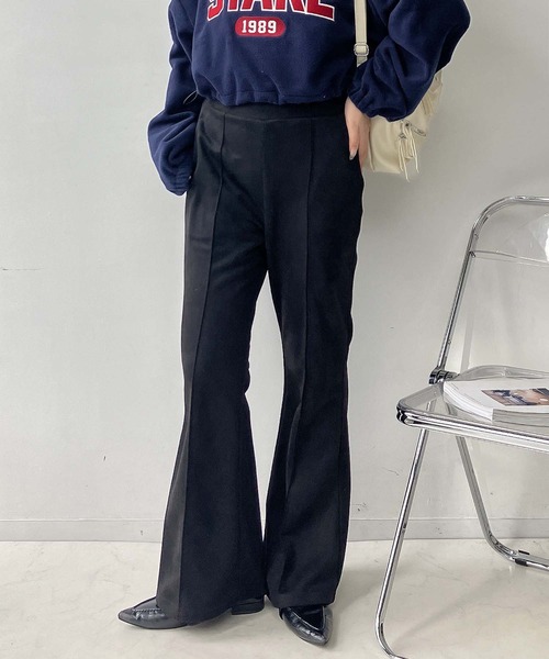 AS KNOW AS plus（アズノゥアズプラス）の「☆センターライン シームストレッチフレアパンツ（スラックス・レディース・ブラック/カーキ/ライトベージュ/チャコールグレー/ブラウン・FREE）」の13枚目の写真