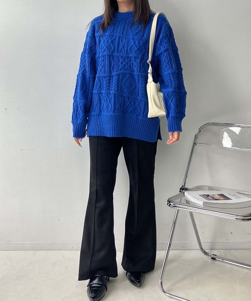 AS KNOW AS plus（アズノゥアズプラス）の「☆センターライン シームストレッチフレアパンツ（スラックス・レディース・ブラック/カーキ/ライトベージュ/チャコールグレー/ブラウン・FREE）」の10枚目の写真