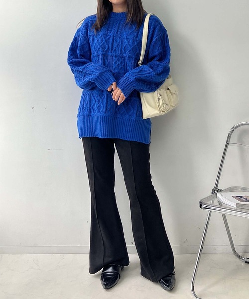 AS KNOW AS plus（アズノゥアズプラス）の「☆センターライン シームストレッチフレアパンツ（スラックス・レディース・ブラック/カーキ/ライトベージュ/チャコールグレー/ブラウン・FREE）」の9枚目の写真