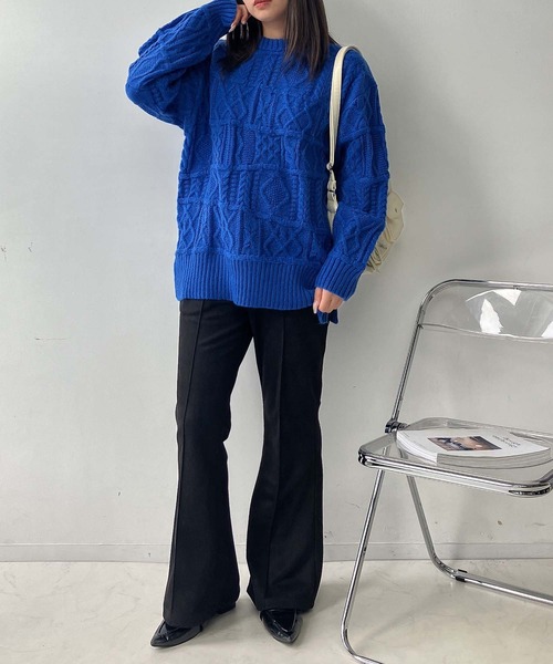 AS KNOW AS plus（アズノゥアズプラス）の「☆センターライン シームストレッチフレアパンツ（スラックス・レディース・ブラック/カーキ/ライトベージュ/チャコールグレー/ブラウン・FREE）」の8枚目の写真