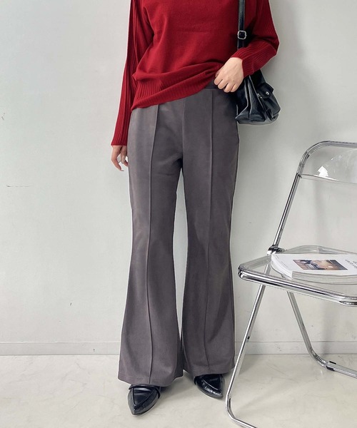 AS KNOW AS plus（アズノゥアズプラス）の「☆センターライン シームストレッチフレアパンツ（スラックス・レディース・ブラック/カーキ/ライトベージュ/チャコールグレー/ブラウン・FREE）」の7枚目の写真