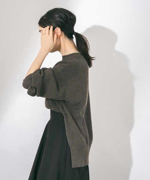 JOURNAL STANDARD - 【2023AW】L&#39;ESSAGE パールツキ畦プルオーバー ニット 黒 JOURNAL STANDARD - 【2023AW】L'ESSAGE パールツキ畦プル