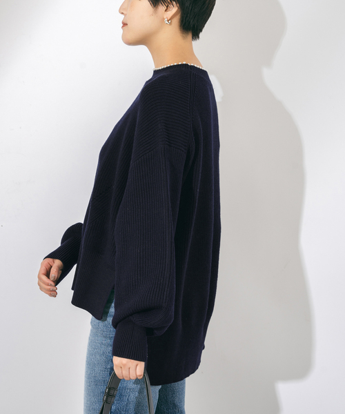 journal standard L'essage（ジャーナルスタンダードレサージュ）の「パールツキ畦プルオーバー（ニット/セーター・レディース・ネイビー/チャコールグレー・FREE）」の14枚目の写真