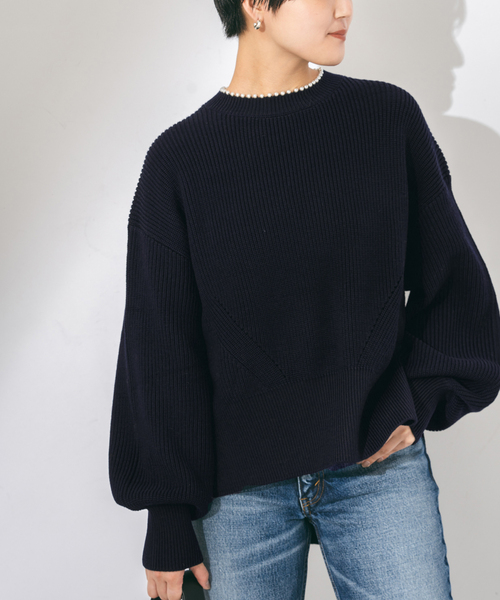 JOURNAL STANDARD - 【2023AW】L&#39;ESSAGE パールツキ畦プルオーバー ニット 黒 JOURNAL STANDARD - 【2023AW】L'ESSAGE パールツキ畦プル