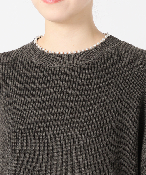 journal standard L'essage（ジャーナルスタンダードレサージュ）の「パールツキ畦プルオーバー（ニット/セーター・レディース・ネイビー/チャコールグレー・FREE）」の20枚目の写真