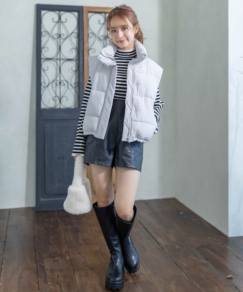 clear（クリア）の「中綿ショートベストジャケット（ベスト・レディース・ブラック/アイボリー・F）」の15枚目の写真