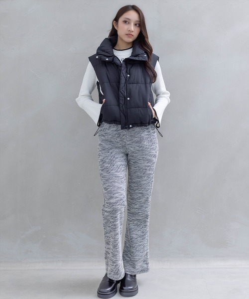 clear（クリア）の「中綿ショートベストジャケット（ベスト・レディース・ブラック/アイボリー・F）」の12枚目の写真