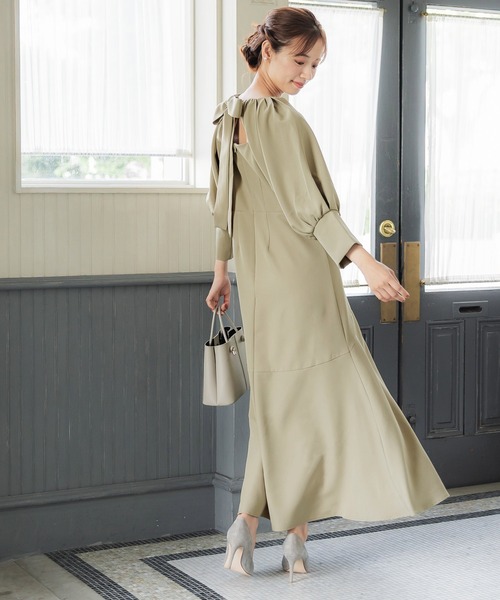 coca（coca）（コカ）の「バックリボンオケージョンドレス（ドレス・レディース・ブラック/ベージュ・M/L）」の3枚目の写真