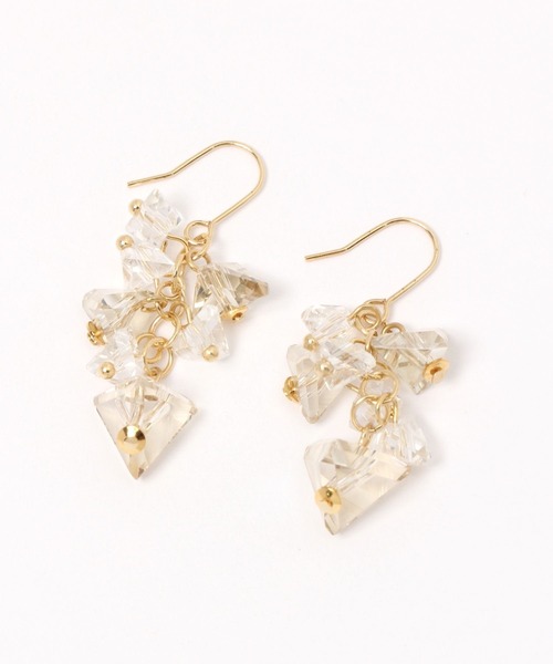 studio CLIP(スタディオクリップ)の「ガラスゆらゆらピアス(ピアス(両耳用)・レディース・グレー/ホワイト・FREE)」の1枚目の写真